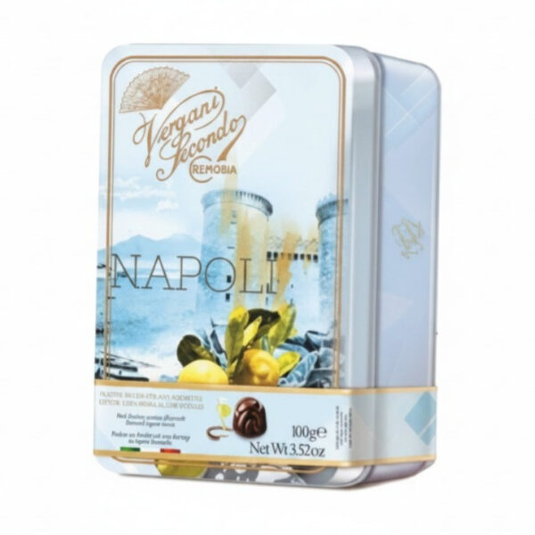 Vergani - Dark Chocolate Praline with Limoncello Liqueur Cream Napoli Tin 100g